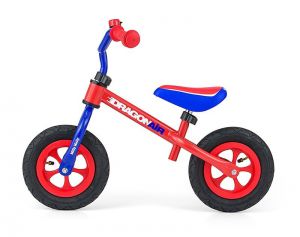 Milly mally dragon air red rowerek biegowy pompowane koła + dzwonek + prezent 3d