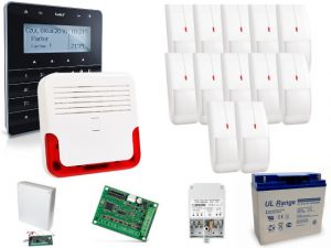 Zestaw alarmowy satel integra 128-wrl, klawiatura sensoryczna, 12 czujników ruchu, sygnalizator zewn