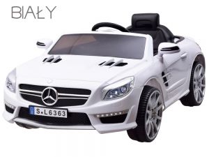 Mercedes sl63 biały samochód na akumulator + pilot dla rodzica