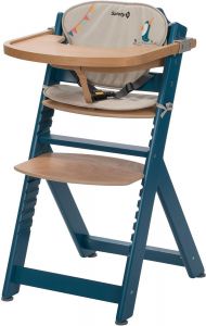 Safety 1st timba petrol blue drewniane krzesełko do karmienia z wkładką + puzzle
