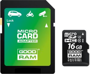 Karta pamięci micro sd goodram uhs1 cl10 u3 16gb + adapter - szybka dostawa lub możliwość odbioru w