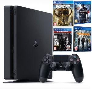 Konsola sony ps4 1 tb slim + 4 gry (division, uncharted 4, far cry, the last)